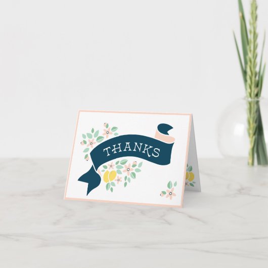 Niedlich Lemon Yellow Botanical Baby Dusche Dankeskarte (Vorderseite)