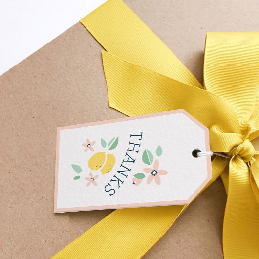 Niedlich Lemon Yellow Botanical Baby Dusche Geschenkanhänger