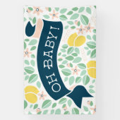 Niedlich Lemon Yellow Botanical Blätter Kinderdusc Banner (Vertikal)