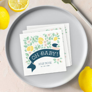 Niedlich Lemon Yellow Botanical Fun Baby Dusche Serviette