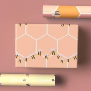 Niedlich Lemon Yellow & Peachy Orange Honeycomb & Geschenkpapier Set