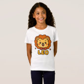 Niedlich Leo Zodiac Lion - Cartoon Astrologie Desi T-Shirt (Vorne ganz)