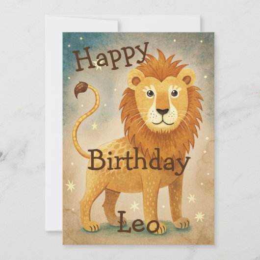 Niedlich Leo Zodiac Sign Geburtstag Feiertagskarte (Vorderseite)