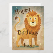 Niedlich Leo Zodiac Sign Geburtstag Feiertagskarte (Vorne/Hinten)