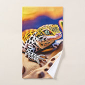 Niedlich Leopard Gecko Sunset Wüstendesign Badhandtuch Set (Handtuch)