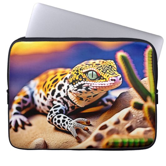 Niedlich Leopard Gecko Sunset Wüstendesign Laptopschutzhülle (Vorderseite)