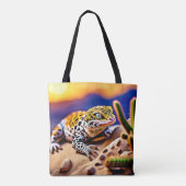 Niedlich Leopard Gecko Sunset Wüstendesign Tasche (Rückseite)
