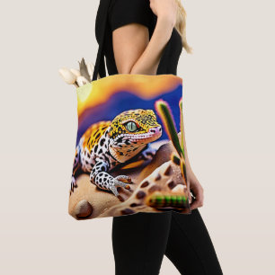 Niedlich Leopard Gecko Sunset Wüstendesign Tasche