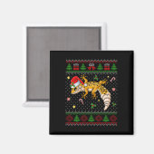 Niedlich Leopard Gecko Weihnachtsmannmütze Ugly Ch Magnet (Vorderseite/Rückseite)