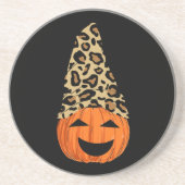 Niedlich Leopard Hat Pumpkin Getränkeuntersetzer (Vorne)
