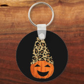 Niedlich Leopard Hat Pumpkin Schlüsselanhänger (Vorderseite)