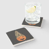 Niedlich Leopard Hat Pumpkin Steinuntersetzer (Seitenansicht)