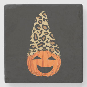 Niedlich Leopard Hat Pumpkin Steinuntersetzer