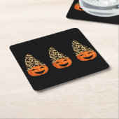 Niedlich Leopard Hat Pumpkins Rechteckiger Pappuntersetzer (angewinkelt)