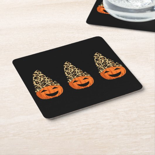 Niedlich Leopard Hat Pumpkins Rechteckiger Pappuntersetzer (angewinkelt)
