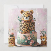 NIEDLICH LEOPARD KINDERGEBURTSTAG CAKE KARTE (Vorderseite)