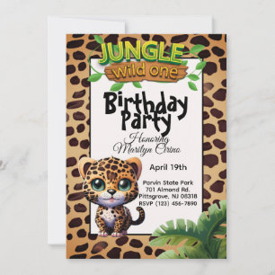 Niedlich Leopard Print Kitty Cat Wild Einen Geburt Einladung