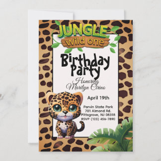 Niedlich Leopard Print Kitty Cat Wild Einen Geburt Einladung