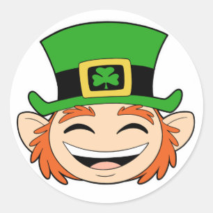 Niedlich Leprechaun-Gesicht Runder Aufkleber