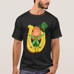 Niedlich Leprechaun Girl Horseshoe St Patricks Day T-Shirt