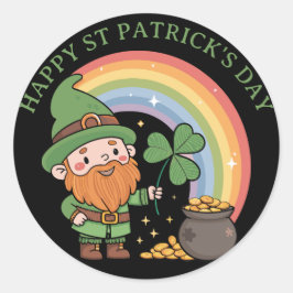 Niedlich Leprechaun Gnome Runder Aufkleber
