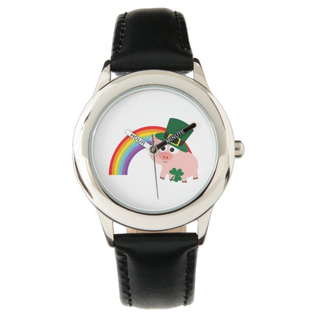 Niedlich Leprechaun Pig Armbanduhr (Vorderseite)