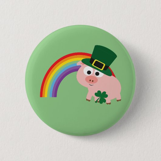 Niedlich Leprechaun Pig Button (Vorderseite)
