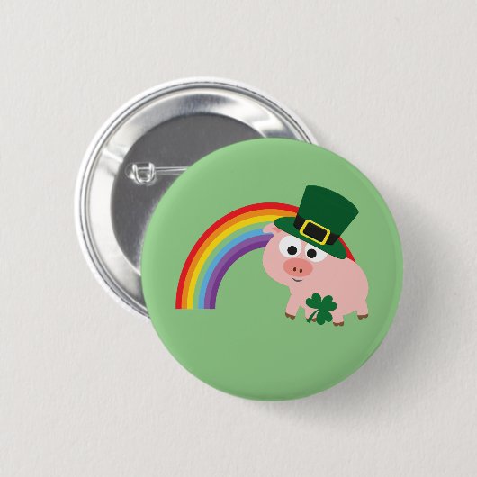 Niedlich Leprechaun Pig Button (Vorne & Hinten)