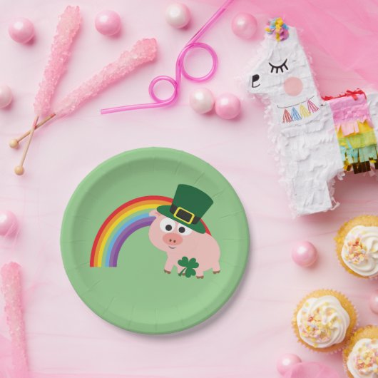 Niedlich Leprechaun Pig Pappteller (Party)