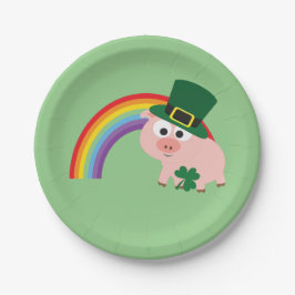 Niedlich Leprechaun Pig Pappteller