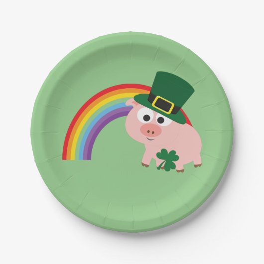 Niedlich Leprechaun Pig Pappteller (Vorderseite)