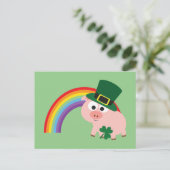 Niedlich Leprechaun Pig Postkarte (Stehend Vorderseite)