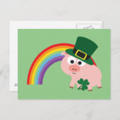 Niedlich Leprechaun Pig Postkarte (Vorne/Hinten)
