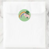 Niedlich Leprechaun Pig Runder Aufkleber (Tasche)