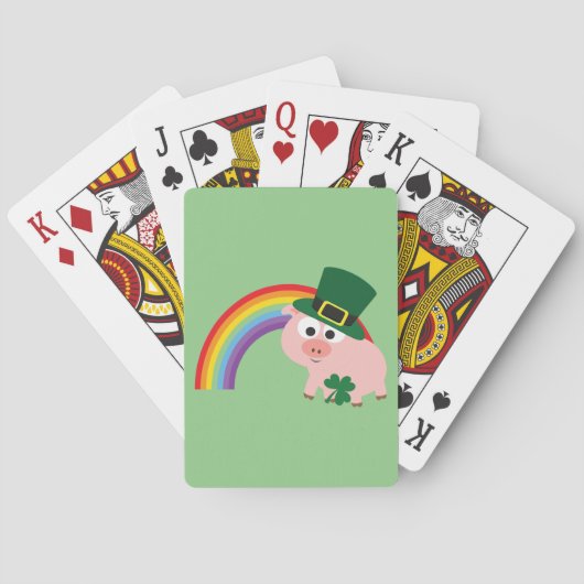 Niedlich Leprechaun Pig Spielkarten (Rückseite)