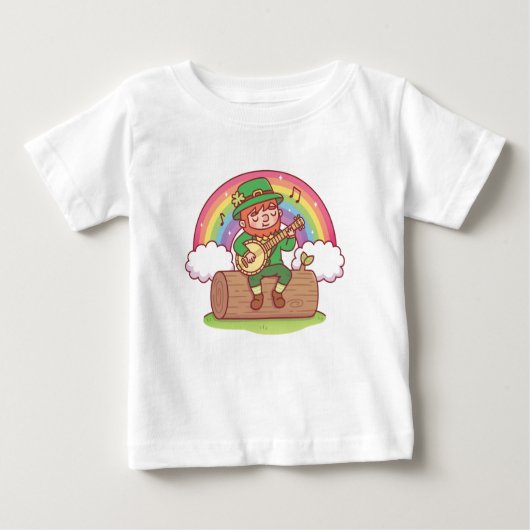 Niedlich Leprechaun Playing Banjo Baby T - Shirt (Vorderseite)