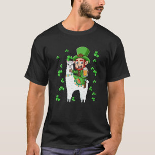 Niedlich Leprechaun Riding Llama Kleeblatts Saint T-Shirt
