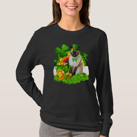 Niedlich Leprechaun Siamese Cat Lover Eigentümer S T-Shirt (Vorderseite)