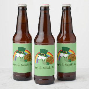 Niedlich Leprechaun St. Patrick's Day Snail Bierflaschenetikett