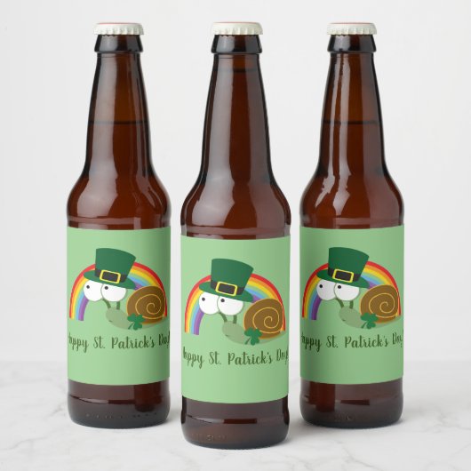 Niedlich Leprechaun St. Patrick's Day Snail Bierflaschenetikett (Flaschen)