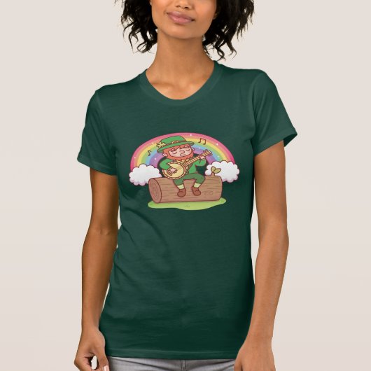 Niedlich Leprechaun T - Shirt Banjo (Vorderseite)