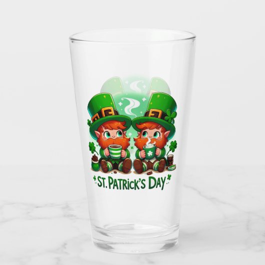 Niedlich Leprechauns St Patricks Day Glas (Rückseite)