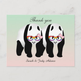 Niedlich Lesbian Pandas Vielen Dank Postkarte