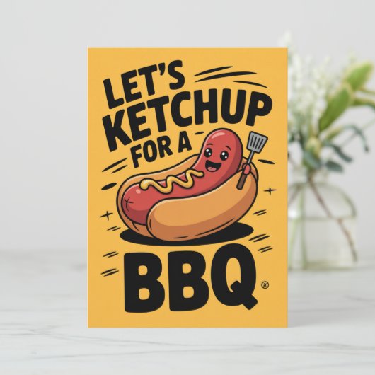 Niedlich Let's Ketchup GRILLEN Party Einladung (Stehend Vorderseite)