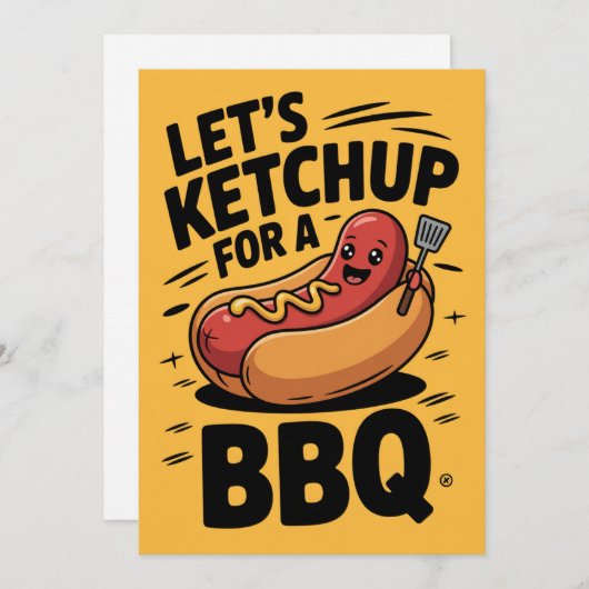 Niedlich Let's Ketchup GRILLEN Party Einladung (Vorne/Hinten)