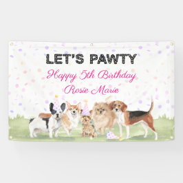 Niedlich Let's Pawty Pink Custom Hund Geburtstagsp Banner