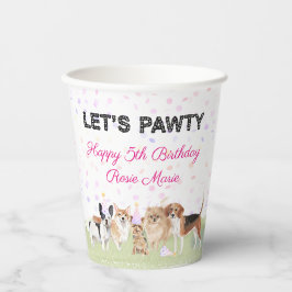 Niedlich Let's Pawty Pink Custom Hund Geburtstagsp Pappbecher