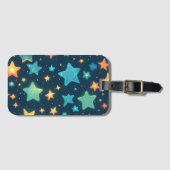 Niedlich leuchtende Sterne in blau Gepäckanhänger (Vorderseite (Horizontal))