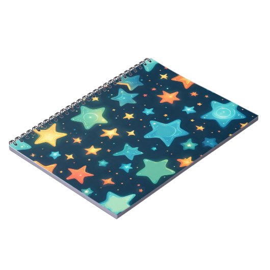 Niedlich leuchtende Sterne in blau Notizblock (Linke Seite)