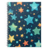 Niedlich leuchtende Sterne in blau Notizblock (Vorderseite)